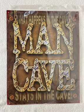 5/$35 Novelty What Happens In The Cave Stays Tin Sign Garage Bar Art NEW